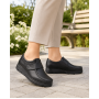 Pantofi damă negri din piele naturală cu scai și talpă confort GKR33N